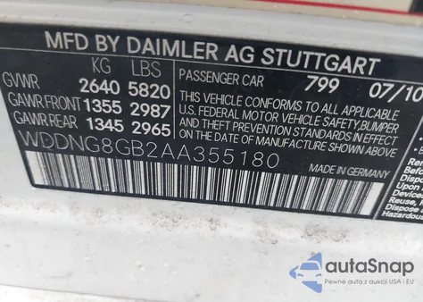 2010 Mercedes-Benz S 550 4Matic z USA, uszkodzony, nr VIN WDDNG8GB2AA355180